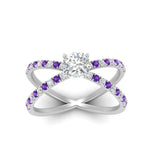 Load image into Gallery viewer, cross-band-cushion-cut-engagment-ring-with-purple-topaz-white-gold-FD9890CURGVITOANGLE5-NL-WG.jpg?v=1760525716
