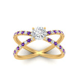 Load image into Gallery viewer, cross-band-cushion-cut-engagment-ring-with-purple-topaz-yellow-gold-FD9890CURGVITOANGLE5-NL-YG.jpg?v=1760525716
