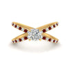Load image into Gallery viewer, cross-band-cushion-cut-engagment-ring-with-ruby-yellow-gold-FD9890CURGRUDR-NL-YG_af53eb84-0bd4-48a7-9503-7199d137a1a2.jpg?v=1760525870