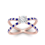 Load image into Gallery viewer, cross-band-cushion-cut-engagment-ring-with-sapphire-rose-gold-FD9890CURGSABLANGLE5-NL-RG.jpg?v=1760525715
