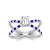 Load image into Gallery viewer, cross-band-emerald-cut-engagment-ring-with-sapphire-white-gold-FD9890EMRGSABLANGLE5-NL-WG_79e2a685-2124-46a9-812e-c9098167053d.jpg?v=1760525879