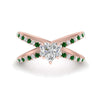 Load image into Gallery viewer, cross-band-heart-shaped-engagment-ring-with-emerald-rose-gold-FD9890HTRGEMGR-NL-RG.jpg?v=1760525746
