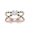 Load image into Gallery viewer, cross-band-heart-shaped-engagment-ring-with-emerald-rose-gold-FD9890HTRGEMGRANGLE5-NL-RG.jpg?v=1760525746