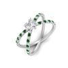 Load image into Gallery viewer, cross-band-heart-shaped-engagment-ring-with-emerald-white-gold-FD9890HTRGEMGRANGLE2-NL-WG.jpg?v=1760525746