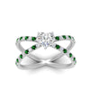 Load image into Gallery viewer, cross-band-heart-shaped-engagment-ring-with-emerald-white-gold-FD9890HTRGEMGRANGLE5-NL-WG.jpg?v=1760525746