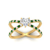 Load image into Gallery viewer, cross-band-heart-shaped-engagment-ring-with-emerald-yellow-gold-FD9890HTRGEMGRANGLE5-NL-YG.jpg?v=1760525746