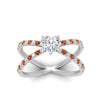 Load image into Gallery viewer, cross-band-heart-shaped-engagment-ring-with-orange-sapphire-white-gold-FD9890HTRGSAORANGLE5-NL-WG.jpg?v=1760525746