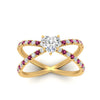 Load image into Gallery viewer, cross-band-heart-shaped-engagment-ring-with-pink-sapphire-yellow-gold-FD9890HTRGSADRPIANGLE5-NL-YG.jpg?v=1760525746