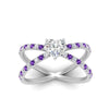 Load image into Gallery viewer, cross-band-heart-shaped-engagment-ring-with-purple-topaz-white-gold-FD9890HTRGVITOANGLE5-NL-WG.jpg?v=1760525747