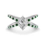Load image into Gallery viewer, cross-band-marquise-cut-engagment-ring-with-emerald-white-gold-FD9890MQRGEMGR-NL-WG.jpg?v=1760525763