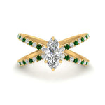Load image into Gallery viewer, cross-band-marquise-cut-engagment-ring-with-emerald-yellow-gold-FD9890MQRGEMGR-NL-YG.jpg?v=1760525763