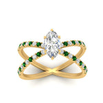 Load image into Gallery viewer, cross-band-marquise-cut-engagment-ring-with-emerald-yellow-gold-FD9890MQRGEMGRANGLE5-NL-YG.jpg?v=1760525763