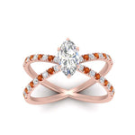 Load image into Gallery viewer, cross-band-marquise-cut-engagment-ring-with-orange-sapphire-rose-gold-FD9890MQRGSAORANGLE5-NL-RG.jpg?v=1760525763