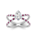 Load image into Gallery viewer, cross-band-marquise-cut-engagment-ring-with-pink-sapphire-white-gold-FD9890MQRGSADRPIANGLE5-NL-WG.jpg?v=1760525763