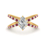 Load image into Gallery viewer, cross-band-marquise-cut-engagment-ring-with-pink-sapphire-yellow-gold-FD9890MQRGSADRPI-NL-YG.jpg?v=1760525763