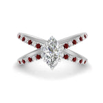 Load image into Gallery viewer, cross-band-marquise-cut-engagment-ring-with-ruby-white-gold-FD9890MQRGRUDR-NL-WG.jpg?v=1760525763