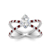 Load image into Gallery viewer, cross-band-marquise-cut-engagment-ring-with-ruby-white-gold-FD9890MQRGRUDRANGLE5-NL-WG_f00d93e4-c88e-434c-9d7e-bf44773b577e.jpg?v=1760525898