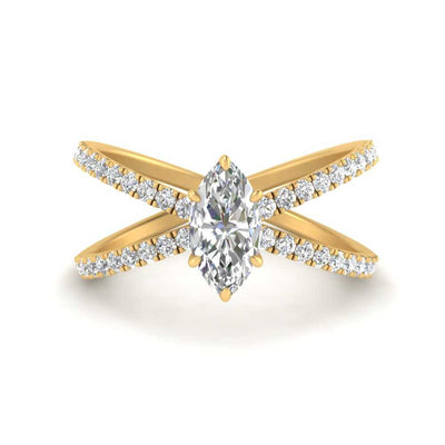 Lab Grown Marquise Cross Band Engagement Ring