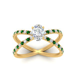Load image into Gallery viewer, cross-band-oval-shaped-engagment-ring-with-emerald-yellow-gold-FD9890OVRGEMGRANGLE5-NL-YG.jpg?v=1760525778
