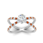 Load image into Gallery viewer, cross-band-oval-shaped-engagment-ring-with-orange-sapphire-white-gold-FD9890OVRGSAORANGLE5-NL-WG.jpg?v=1760525778
