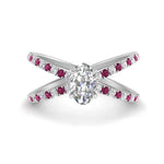 Load image into Gallery viewer, cross-band-oval-shaped-engagment-ring-with-pink-sapphire-white-gold-FD9890OVRGSADRPI-NL-WG.jpg?v=1760525778