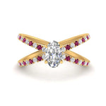 Load image into Gallery viewer, cross-band-oval-shaped-engagment-ring-with-pink-sapphire-yellow-gold-FD9890OVRGSADRPI-NL-YG.jpg?v=1760525778