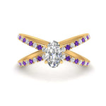 Load image into Gallery viewer, cross-band-oval-shaped-engagment-ring-with-purple-topaz-yellow-gold-FD9890OVRGVITO-NL-YG.jpg?v=1760525779