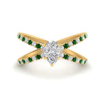 Load image into Gallery viewer, cross-band-pear-shaped-engagment-ring-with-emerald-yellow-gold-FD9890PERGEMGR-NL-YG.jpg?v=1760525794