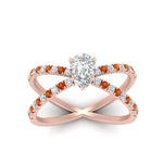 Load image into Gallery viewer, cross-band-pear-shaped-engagment-ring-with-orange-sapphire-rose-gold-FD9890PERGSAORANGLE5-NL-RG.jpg?v=1760525794