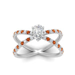 Load image into Gallery viewer, cross-band-pear-shaped-engagment-ring-with-orange-sapphire-white-gold-FD9890PERGSAORANGLE5-NL-WG.jpg?v=1760525794