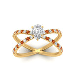 Load image into Gallery viewer, cross-band-pear-shaped-engagment-ring-with-orange-sapphire-yellow-gold-FD9890PERGSAORANGLE5-NL-YG.jpg?v=1760525794
