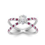 Load image into Gallery viewer, cross-band-pear-shaped-engagment-ring-with-pink-sapphire-white-gold-FD9890PERGSADRPIANGLE5-NL-WG.jpg?v=1760525794