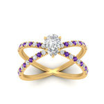 Load image into Gallery viewer, cross-band-pear-shaped-engagment-ring-with-purple-topaz-yellow-gold-FD9890PERGVITOANGLE5-NL-YG.jpg?v=1760525794
