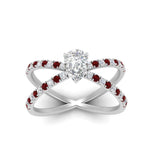 Load image into Gallery viewer, cross-band-pear-shaped-engagment-ring-with-ruby-white-gold-FD9890PERGRUDRANGLE5-NL-WG.jpg?v=1760525794
