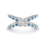 Load image into Gallery viewer, cross-band-princess-cut-engagment-ring-with-blue-topaz-white-gold-FD9890PRRGICBLTO-NL-WG_968d4feb-7f89-4a00-9fb5-a3bcab158430.jpg?v=1760525926