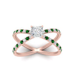 Load image into Gallery viewer, cross-band-princess-cut-engagment-ring-with-emerald-rose-gold-FD9890PRRGEMGRANGLE5-NL-RG_1b535c4d-e3d9-4486-a3c1-a15a6be301eb.jpg?v=1760525926