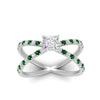 Load image into Gallery viewer, cross-band-princess-cut-engagment-ring-with-emerald-white-gold-FD9890PRRGEMGRANGLE5-NL-WG_a80b4bed-3a08-4b53-ba6b-0f932ed70640.jpg?v=1760525926