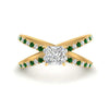 Load image into Gallery viewer, cross-band-princess-cut-engagment-ring-with-emerald-yellow-gold-FD9890PRRGEMGR-NL-YG_ebaee25b-1550-4bcb-a922-843b68d98eeb.jpg?v=1760525925