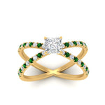 Load image into Gallery viewer, cross-band-princess-cut-engagment-ring-with-emerald-yellow-gold-FD9890PRRGEMGRANGLE5-NL-YG_4d474deb-10e7-4985-8b96-61ef9dd114a6.jpg?v=1760525926