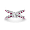 Load image into Gallery viewer, cross-band-princess-cut-engagment-ring-with-pink-sapphire-white-gold-FD9890PRRGSADRPI-NL-WG_275552dd-3451-47f2-97d1-02ea44523c5b.jpg?v=1760525926