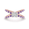 Load image into Gallery viewer, cross-band-princess-cut-engagment-ring-with-purple-topaz-rose-gold-FD9890PRRGVITO-NL-RG_6117e73e-6c2e-4d4d-a978-c72a194ff863.jpg?v=1760525926
