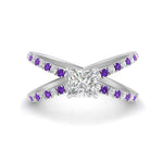 Load image into Gallery viewer, cross-band-princess-cut-engagment-ring-with-purple-topaz-white-gold-FD9890PRRGVITO-NL-WG_90b79aa0-c337-4ecd-a9ed-bb69731def84.jpg?v=1760525926