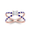 Load image into Gallery viewer, cross-band-princess-cut-engagment-ring-with-sapphire-rose-gold-FD9890PRRGSABLANGLE5-NL-RG_92f667b7-9d5b-4dd8-a143-60ca37cb8aec.jpg?v=1760525926