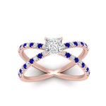 Load image into Gallery viewer, cross-band-princess-cut-engagment-ring-with-sapphire-rose-gold-FD9890PRRGSABLANGLE5-NL-RG_92f667b7-9d5b-4dd8-a143-60ca37cb8aec.jpg?v=1760525926