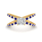 Load image into Gallery viewer, cross-band-princess-cut-engagment-ring-with-sapphire-yellow-gold-FD9890PRRGSABL-NL-YG_914c9ee8-dfac-4682-a98a-afdadbfe1e6e.jpg?v=1760525925