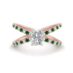 Load image into Gallery viewer, cross-band-radiant-cut-engagment-ring-with-emerald-rose-gold-FD9890RARGEMGR-NL-RG.jpg?v=1760525827
