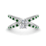 Load image into Gallery viewer, cross-band-radiant-cut-engagment-ring-with-emerald-white-gold-FD9890RARGEMGR-NL-WG.jpg?v=1760525827
