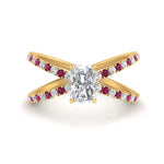 Load image into Gallery viewer, cross-band-radiant-cut-engagment-ring-with-pink-sapphire-yellow-gold-FD9890RARGSADRPI-NL-YG.jpg?v=1760525827
