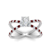 Load image into Gallery viewer, cross-band-radiant-cut-engagment-ring-with-ruby-white-gold-FD9890RARGRUDRANGLE5-NL-WG_080fe91b-b001-42c6-9ea2-236de2c5af33.jpg?v=1760525935