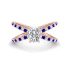 Load image into Gallery viewer, cross-band-radiant-cut-engagment-ring-with-sapphire-rose-gold-FD9890RARGSABL-NL-RG_a8844288-c2ab-4e98-9389-e921596f0251.jpg?v=1760525935